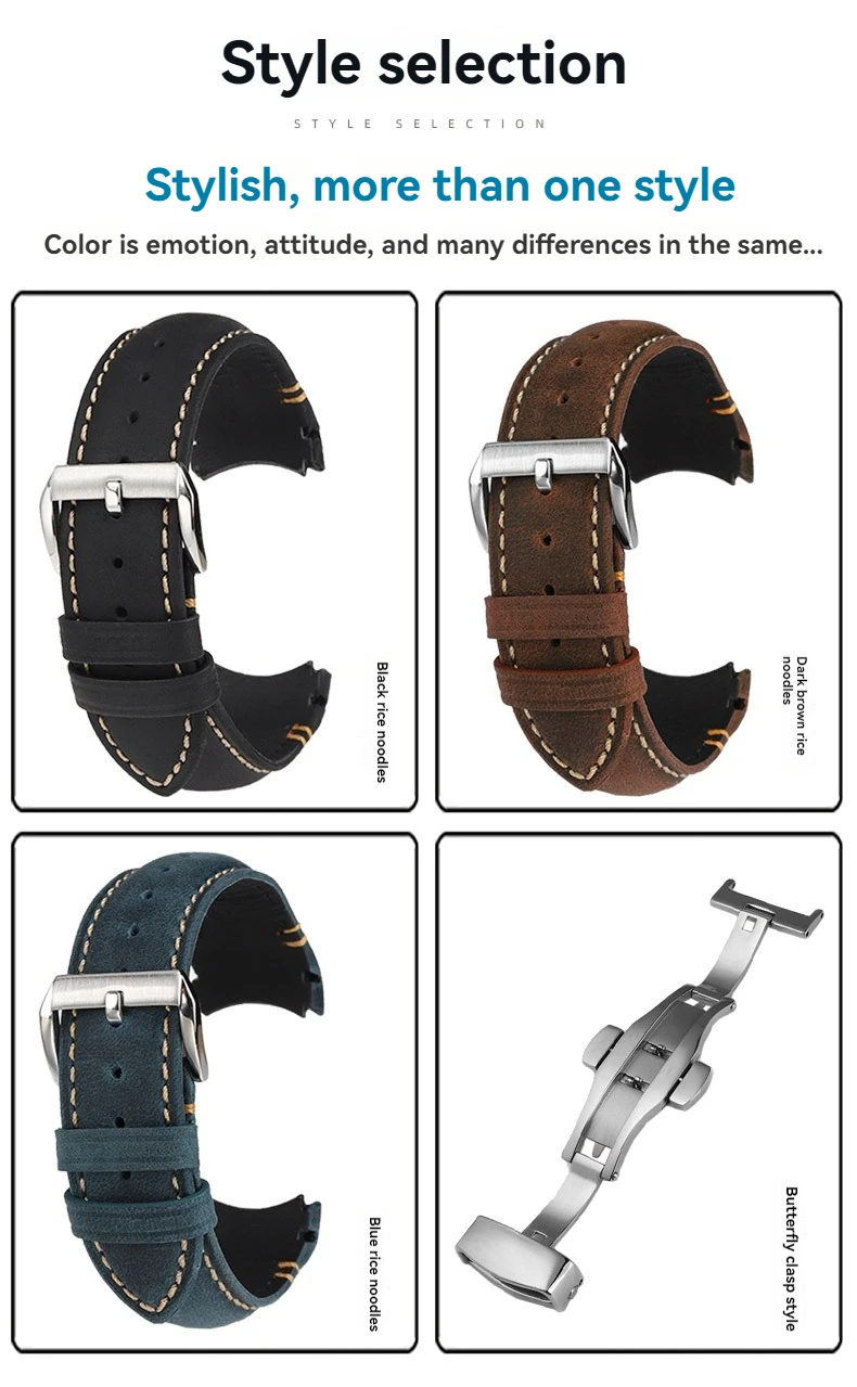 20 22mm Curved End Retro Matte Strap for Rolex Black Green Water Ghost Yacht Omega Seamaster 300 600 AT150 Leather Watch Band