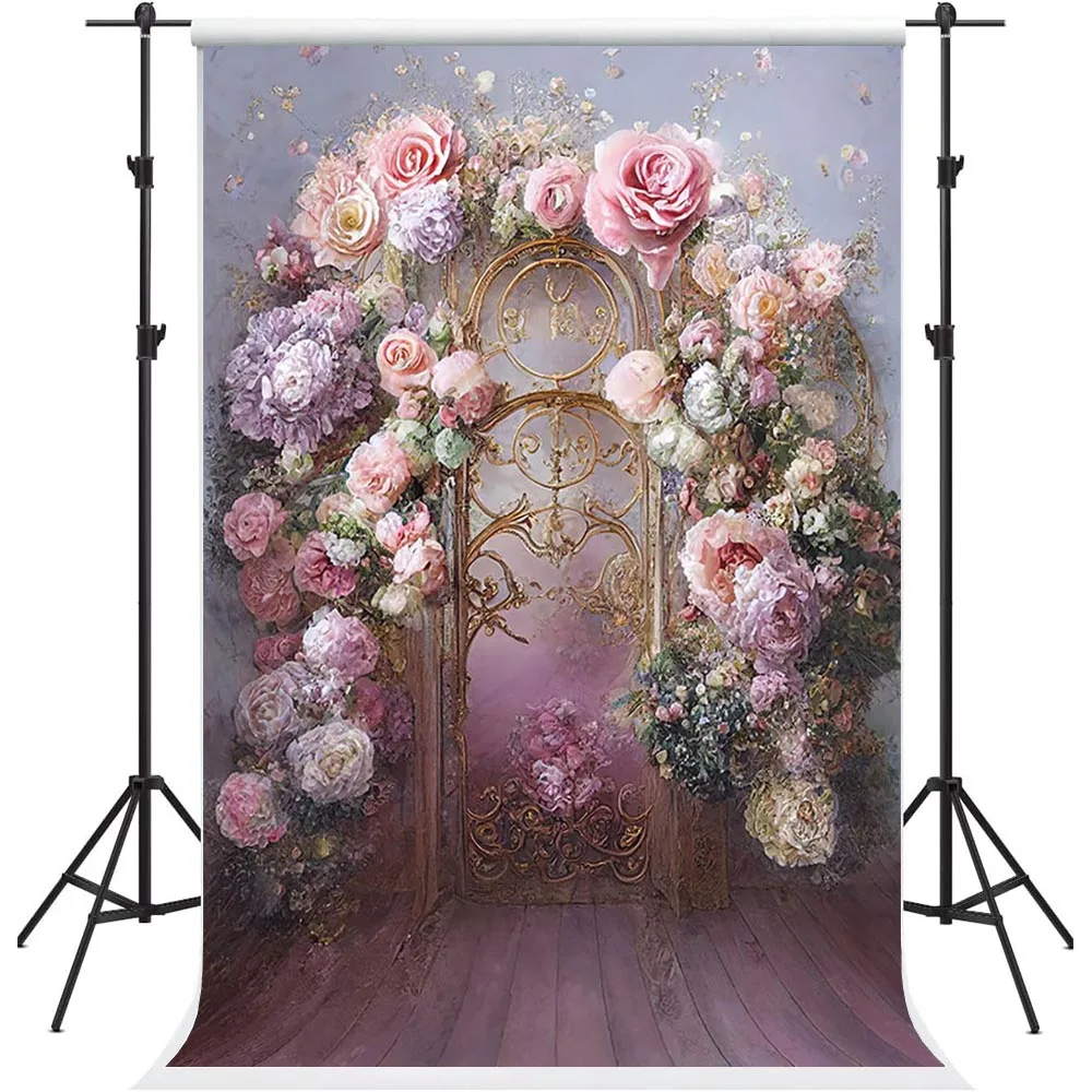 빈티지 유화 사진 배경 꽃, 어린이 생일 결혼식 출산 초상화 장식 배경, 사진 스튜디오 WT-01