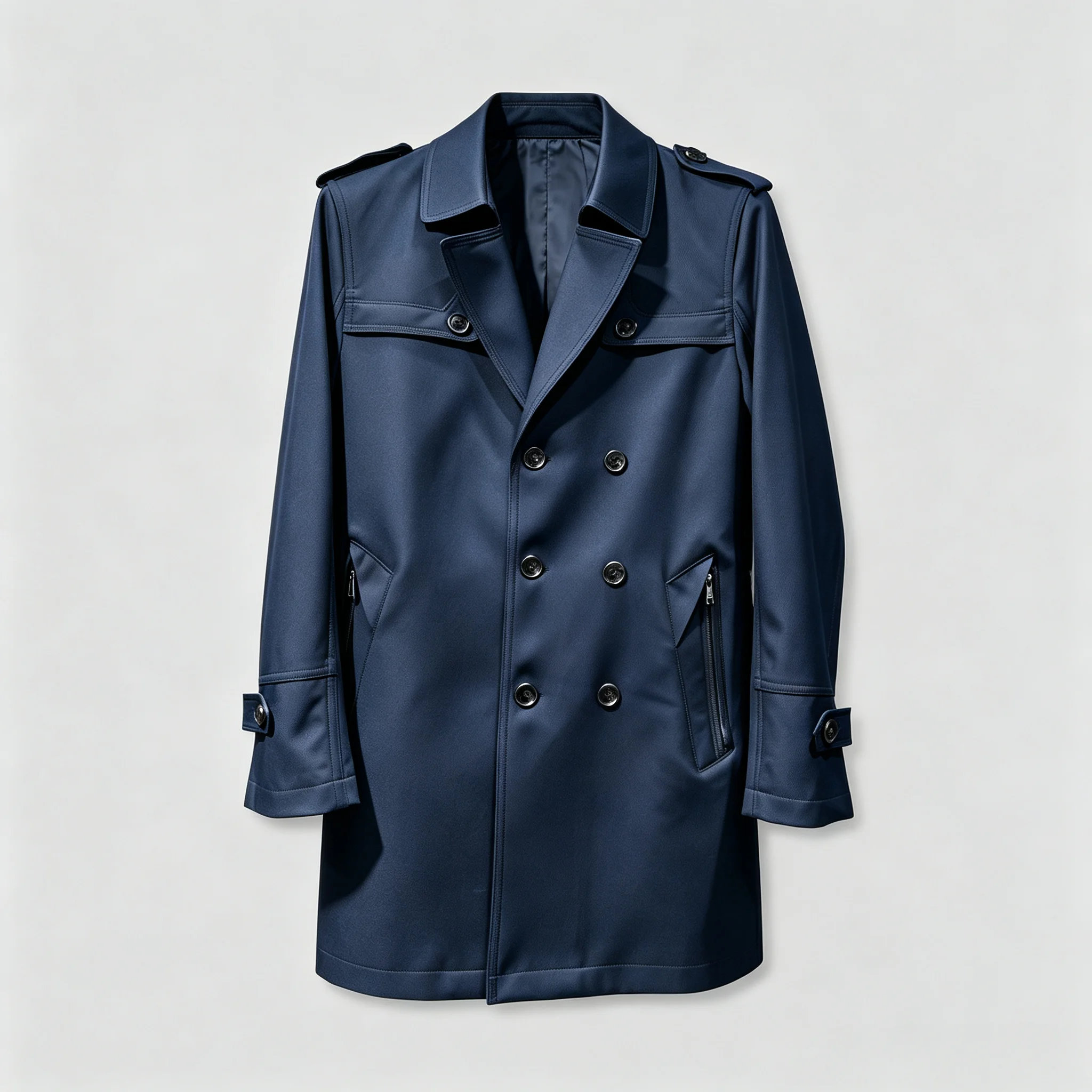 Men Medium Long Trench Business Casual Long Coat Men's Fashionable Polyester Fiber Autumn Winter Coat