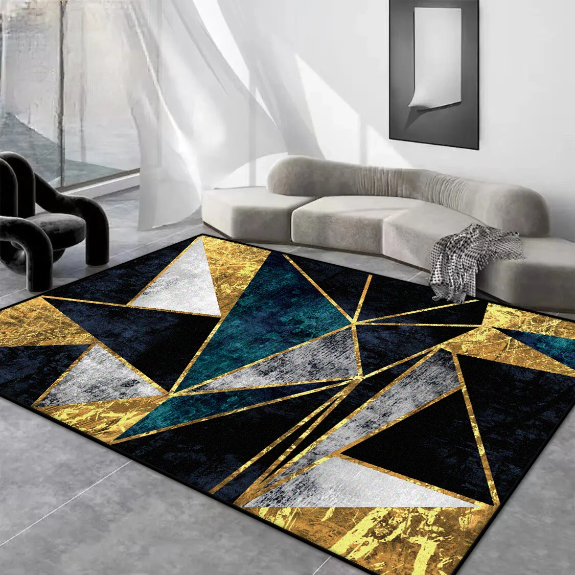 

Ковер с геометрической полосой для дома, спальни, короткий бархатный легко чистящийся противоскользящий ковер для гостиной, украшение для игровой комнаты, пушистые коврики для пола