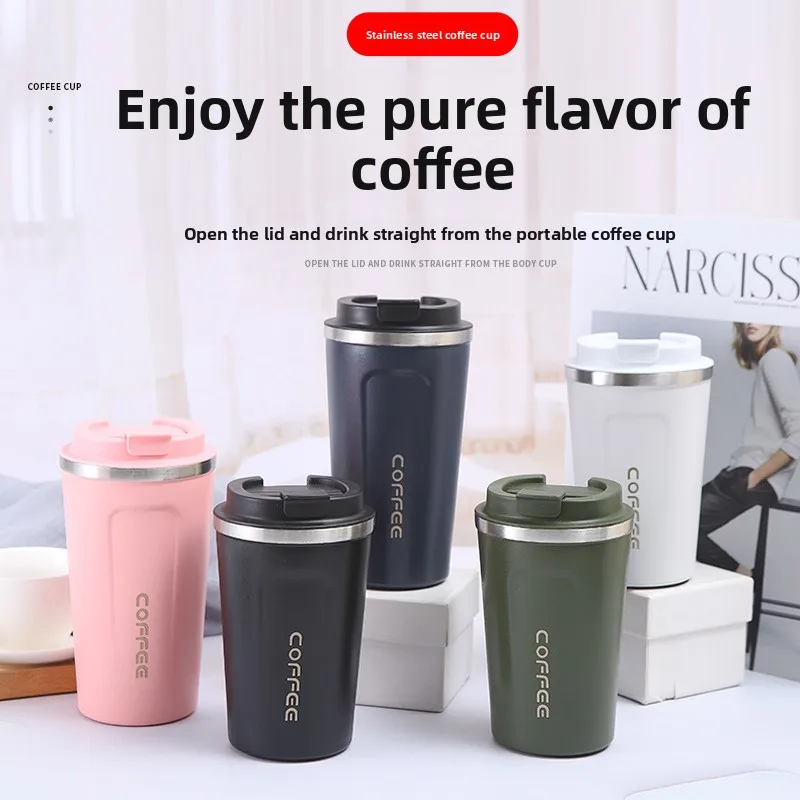 Drinkware 380ML Thermal Coffee Mug with Lid 304 Stainless Steel Vacuum Flask Leak-Proof Double Layer Insulated Tumbler Gift