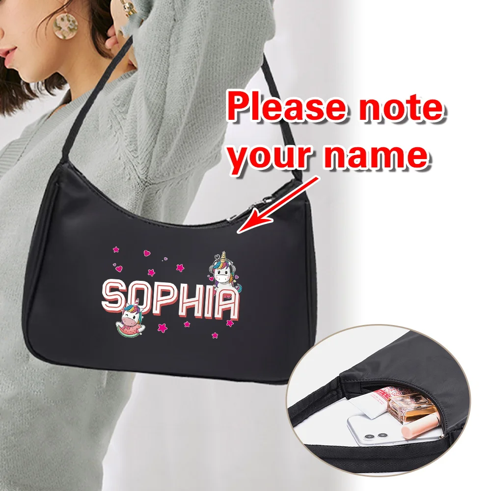 

Сумка на одно плечо с индивидуальным именем, большая вместительная сумка для подмышек, косметический органайзер, сумки, модный пакет для хранения