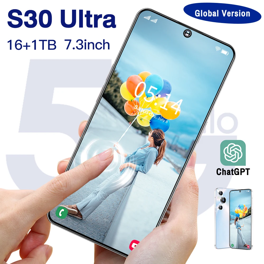 Hot Selling S30 Ultra 16Gb + 1Tb 7.3 Inch Celular Netwerk Full Display Android 13 Mobiele Mobiele Smartphone Android Telefoon