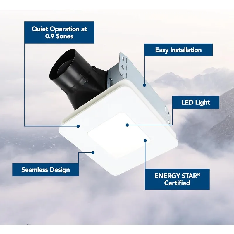 Broan-NuTone® BEL6 Bathroom Exhaust Fan w/LED Light, 60 CFM, ENERGY STAR® Exhaust Fan, 0.9 Sones