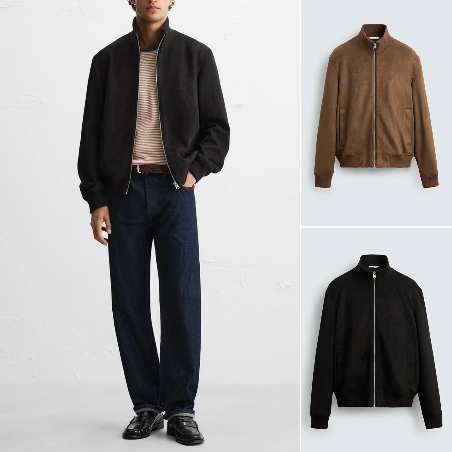 

Новая осенняя мужская длинная куртка с воротником-стойкой све, приталенная верхняя одежда с прямыми штанинами из искусственной замши, повседневная одежда на молнии