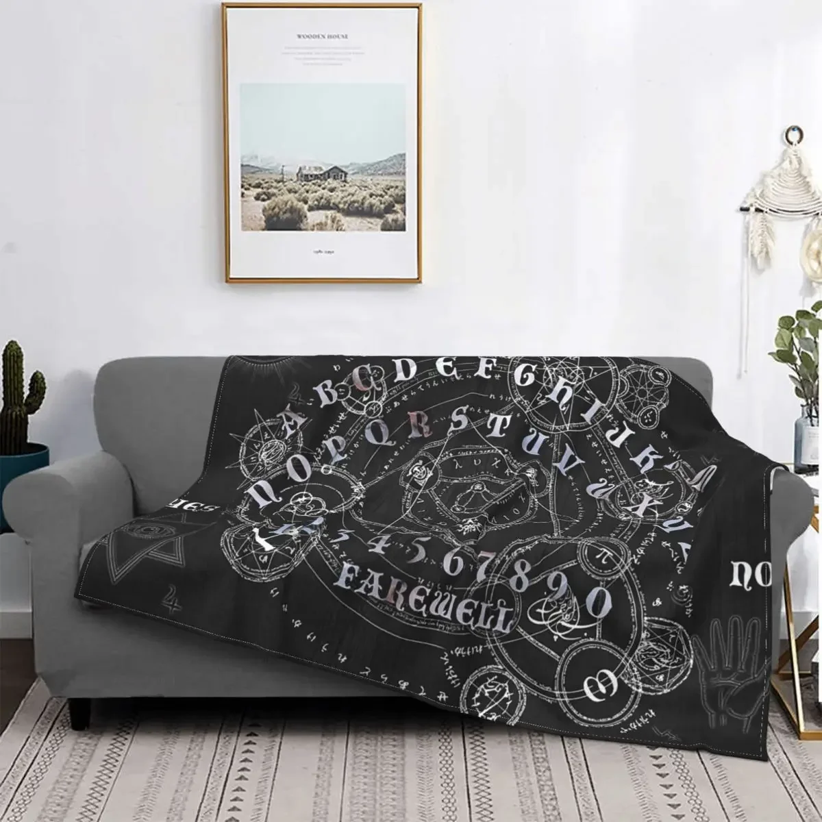 Ouija Board Mystical Blankets Fleece Demon Eye Sun and Moon Super Soft Throw Blanket for Bedroom Sofa Bedspread