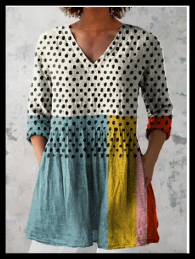 Obrázek 6: Dámská smíšené proužek patchwork šaty v-neck 3/4 rukáv volné tunika posunu šaty černá a bílá geometrické ležérní nejvyšší