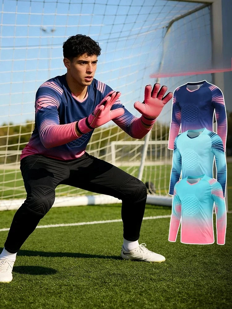 Soccer Men's Adult Goalkeeper Uniform Training Long Sleeve Pants Sponge Protection Goalie Football Match Goalkeeper Jerseys