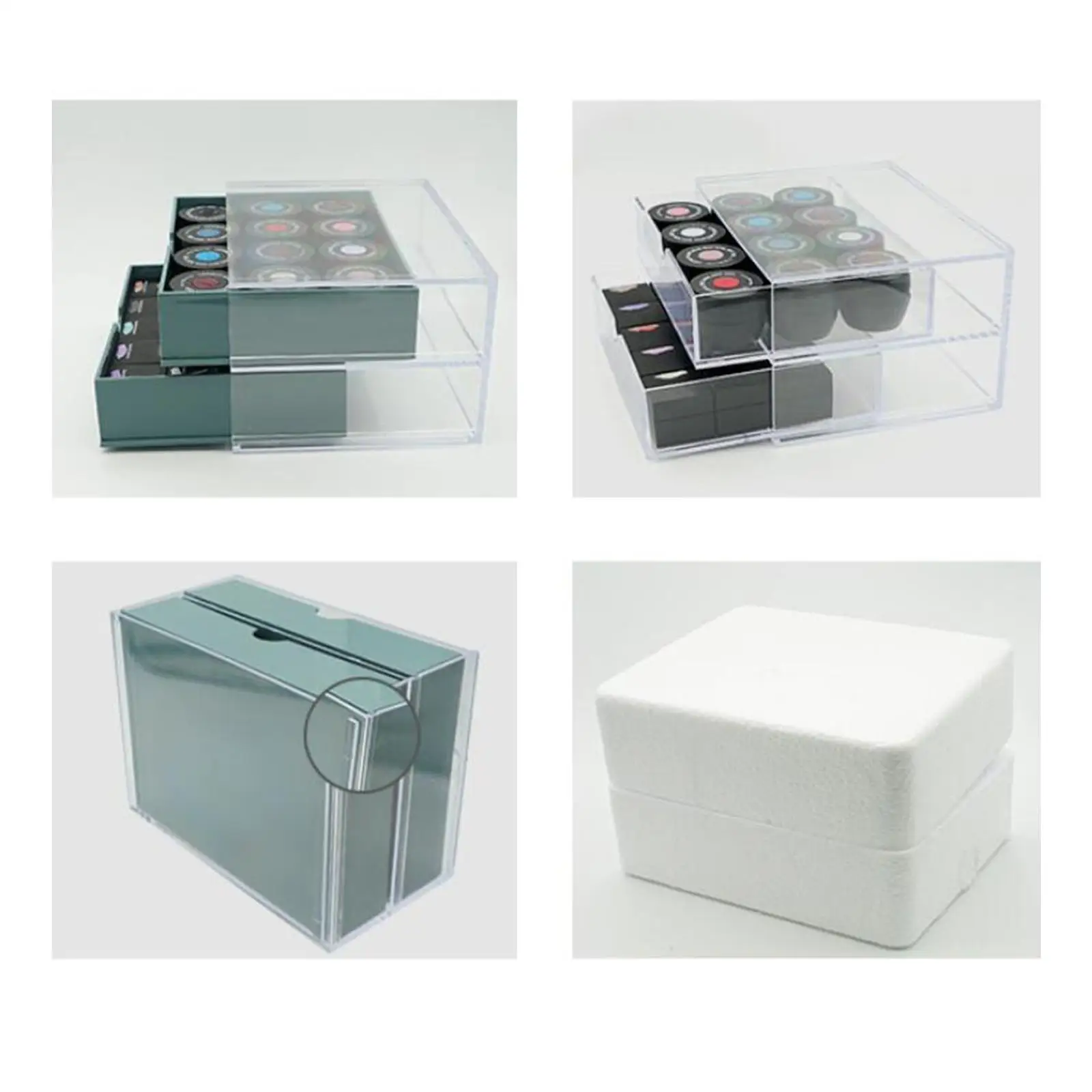 Acrylic Nail Art Polish Organizer with Drawers for Lipstick Brush Storage Rotating Cosmetic Rack Desk Shelving