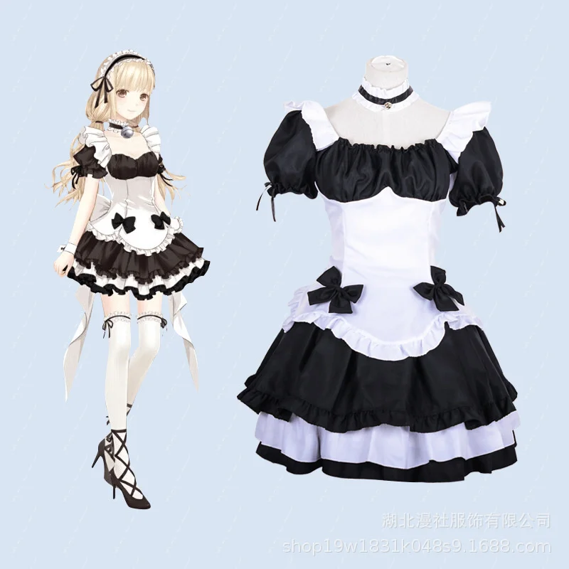 

2022 black cute lolita maid outfit girl cute maid cosplay costume anime show day dress clothes miracle warm