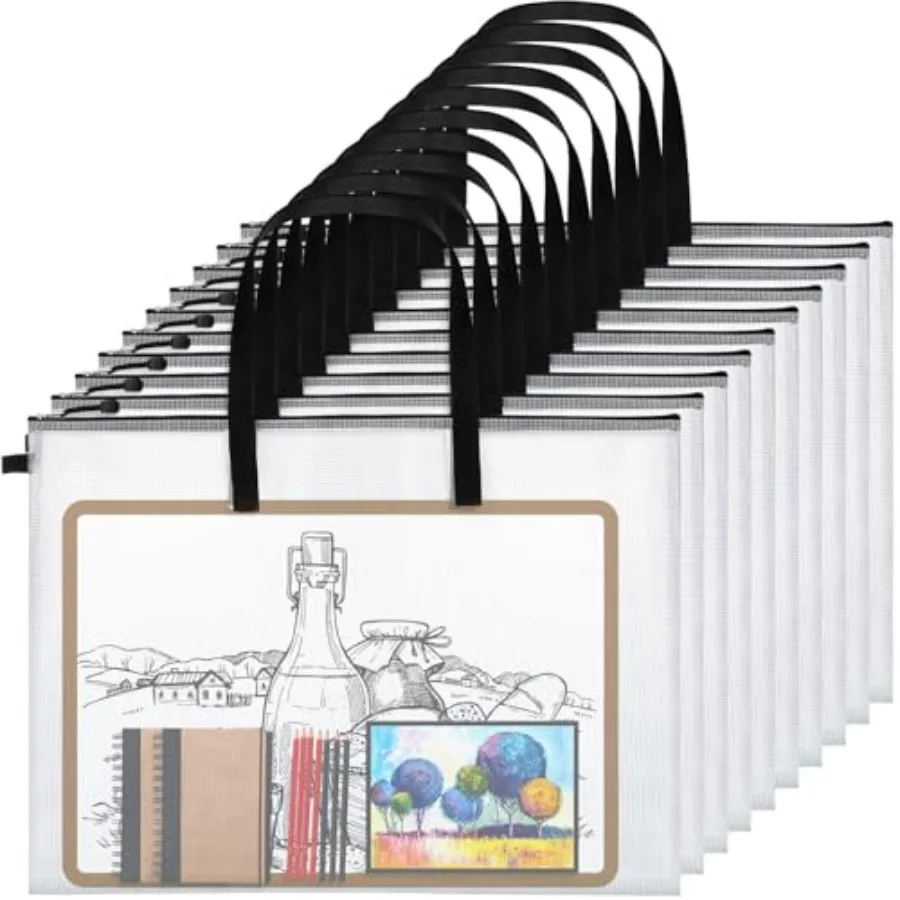 

Pieces Art Portfolios Bags Waterproof Portfolios Posters Storage Supply Bags with Zipper and Handle for Art Artworks, Bullet Bo