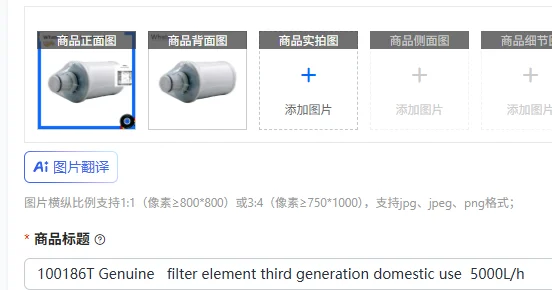 

100186T Genuine filter element third generation domestic use 5000L/h