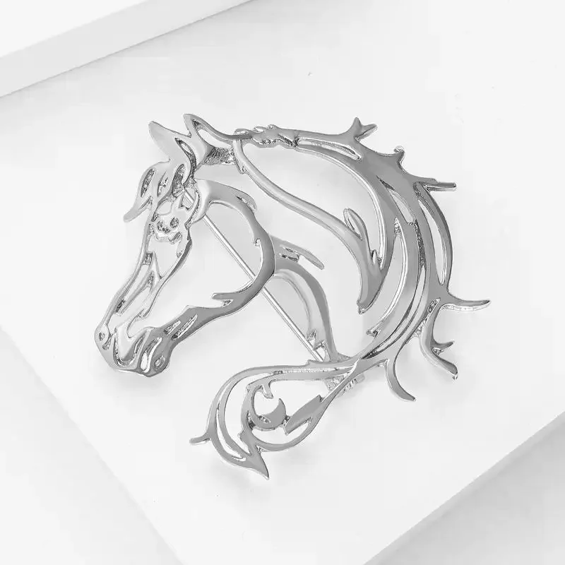 Simple Hollow Horse Brooch For Women Men Personality Alloy Smooth Animal Pin Brooch Fashion Clothing Jewelry Accessories Gift
