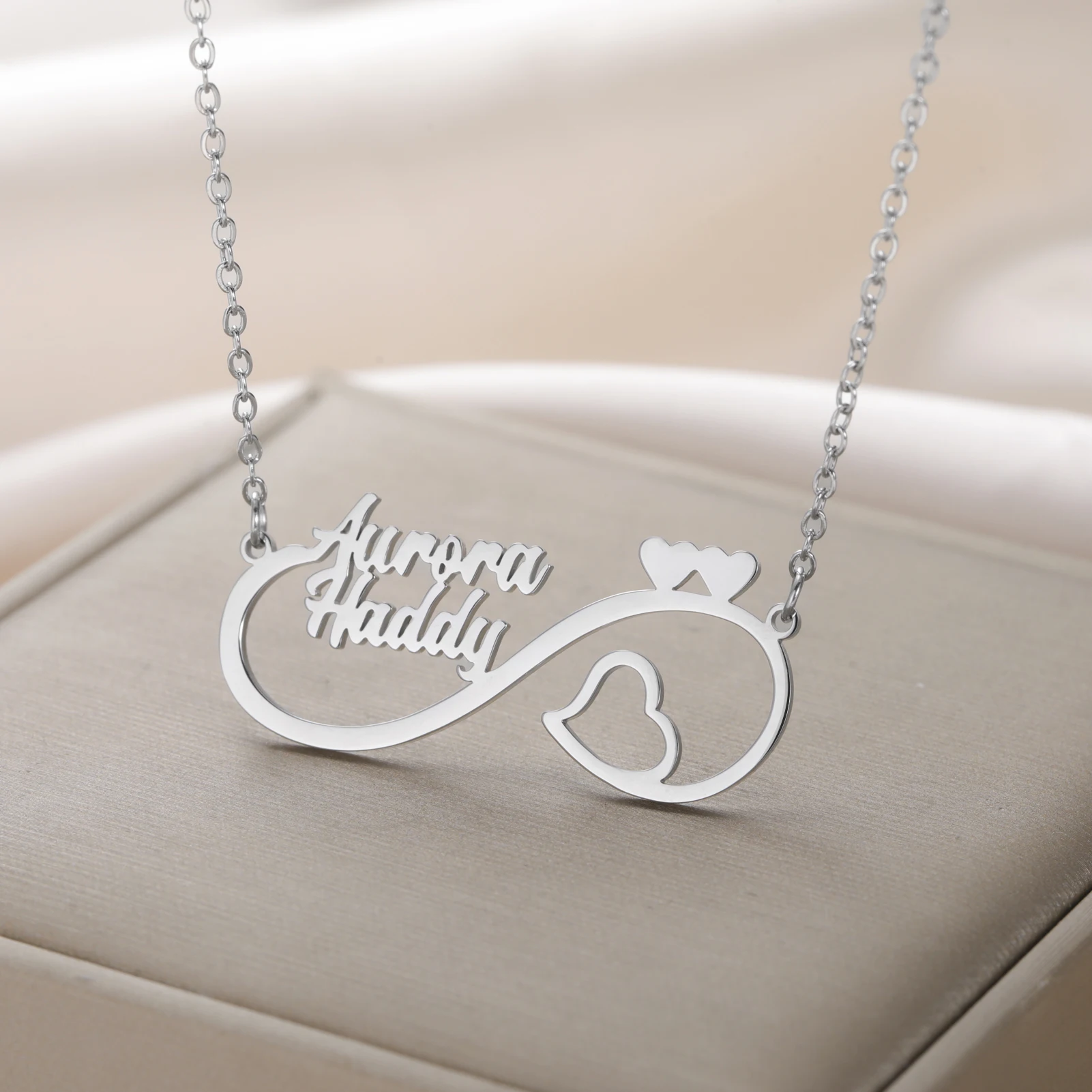 Sipuris مخصص مزدوج اسم قلادة لانهائي الحب القلب شخصية التخصيص الذهبي المختنق مجوهرات من صلب لا يصدأ هدايا #5