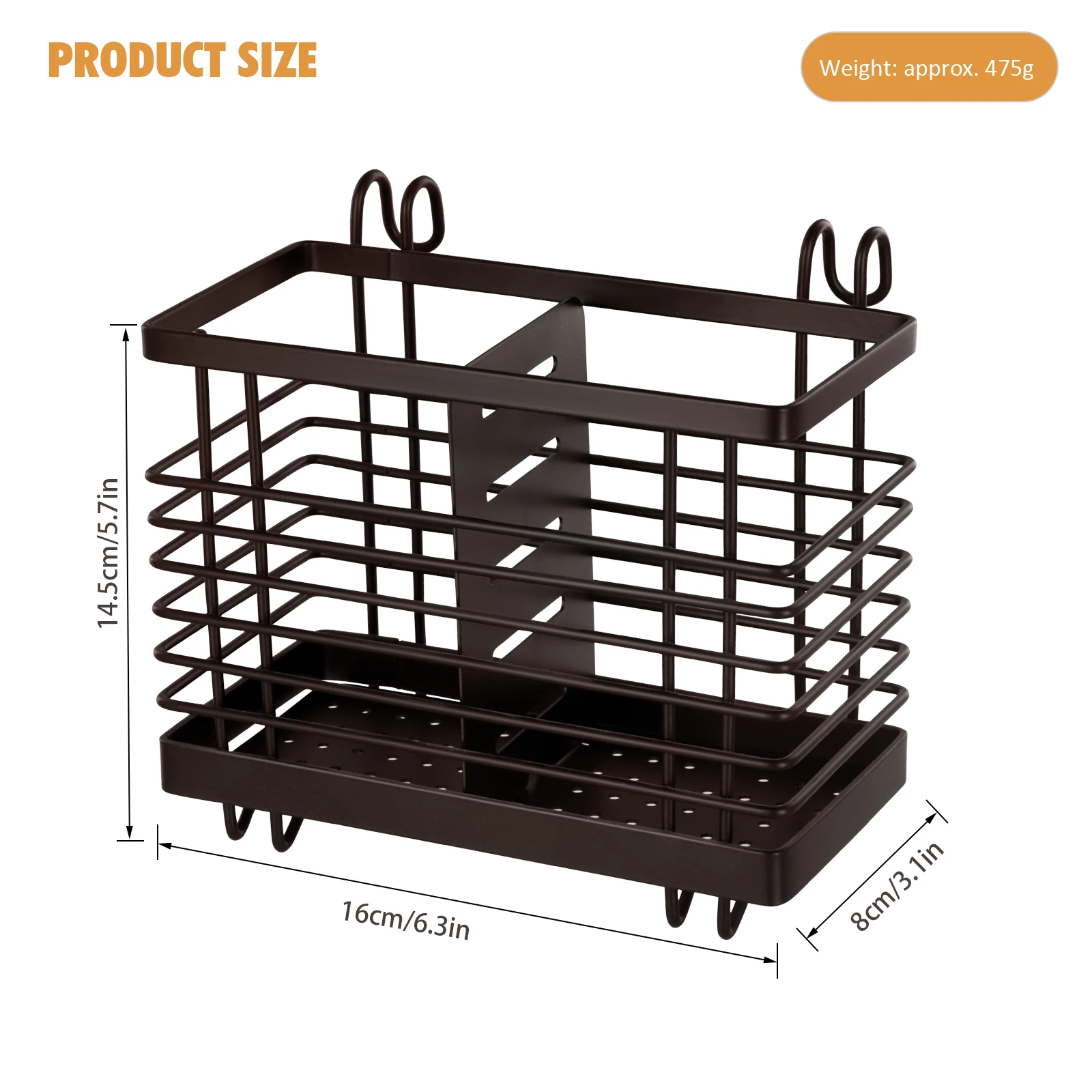 Hanging Kitchen Cutlery Holder Sink Caddie Cutlery Drainer Stainless Steel Kitchen Caddie Spoon and Fork Chopstick Organizer