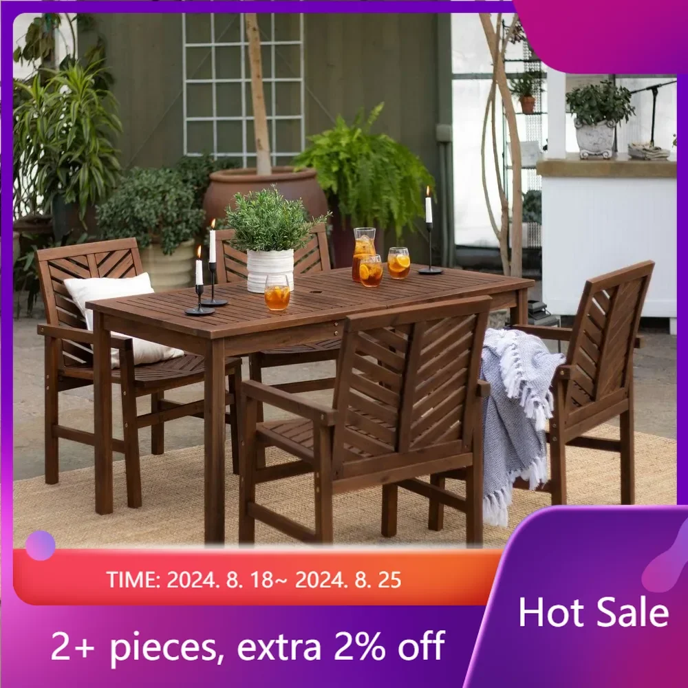 

Outdoor Garden Furniture Sets Dark Brown Dining Table Set 5 Piece Dinning Tables Sets Backyard Patio Chair Living Room Rattan