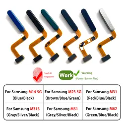 For Samsung M31 M31S M51 M62 M14 M23 5G Fingerprint Sensor Touch ID Power Switch ON OFF Home Button Side Key Flex Cable