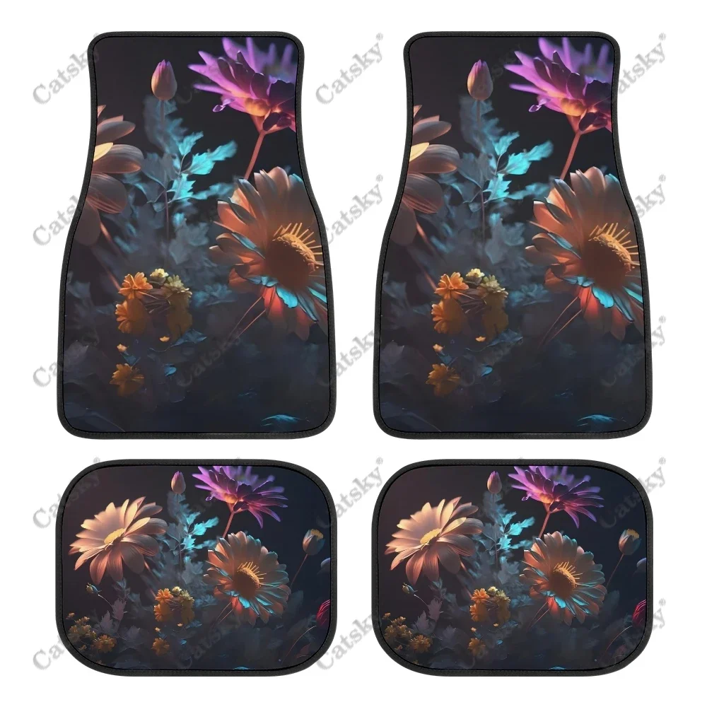 

Daisy flowers 4PCS Car Floor Mats Patterns Suitable for Most Cars Auto Interior Accessories Non-slip Protective Floor Mats