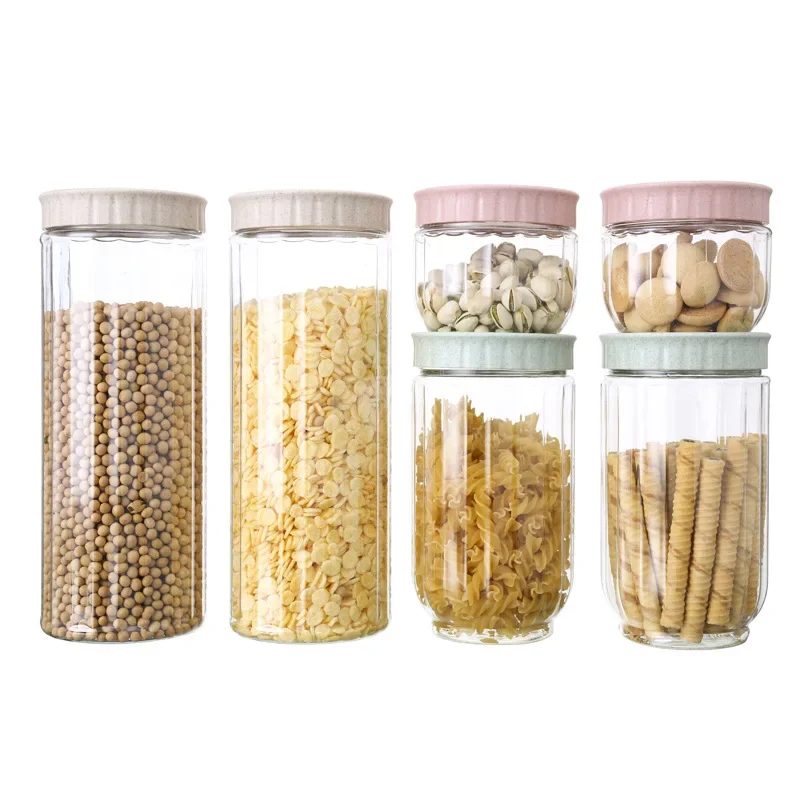 Kitchen Transparent Food Storage Container With Lids Durable Seal Pot Cereal Grain Bean Rice Sealed Plastic Milk Powder Jar