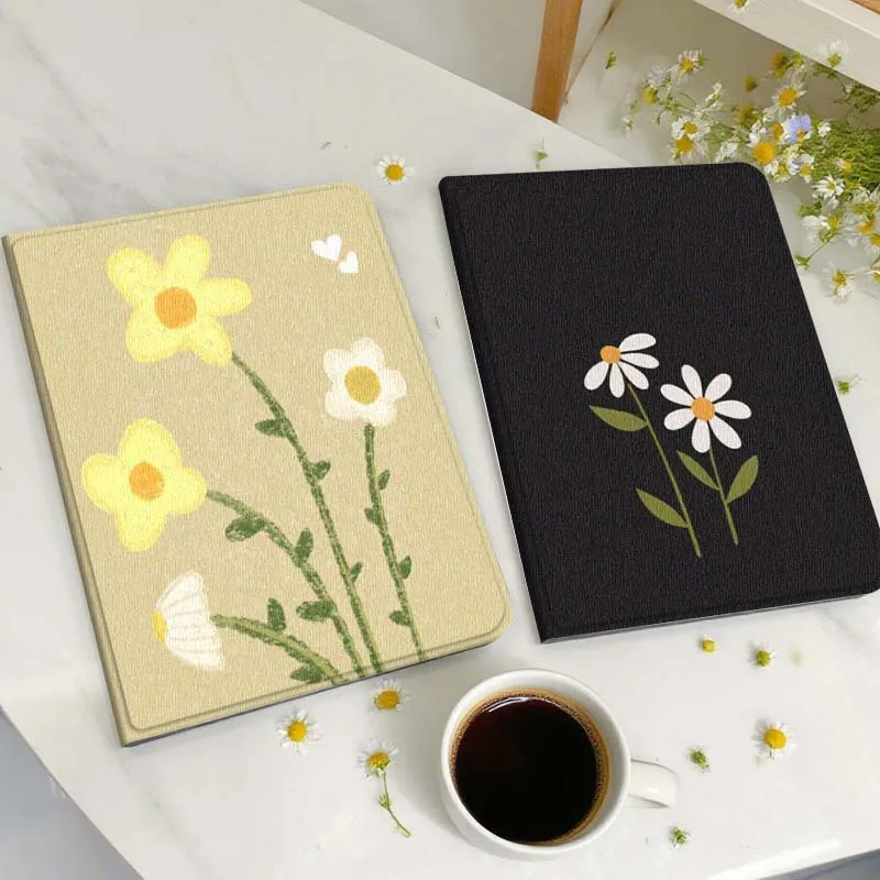 

Cartoon Yellow White Flowers Gift Tablet Case For Huawei Honor MatePad MediaPad Air 5 6 7 11 V6 V7 V8 V9 X9 X8 T10 T10s C5e T5
