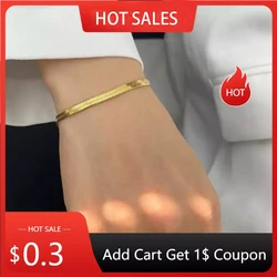 Fashion Stainless Steel Snake Chain Bracelet for Women Men Gold Silver Color Classic Chain Bracelets Jewelry Christmas Gift