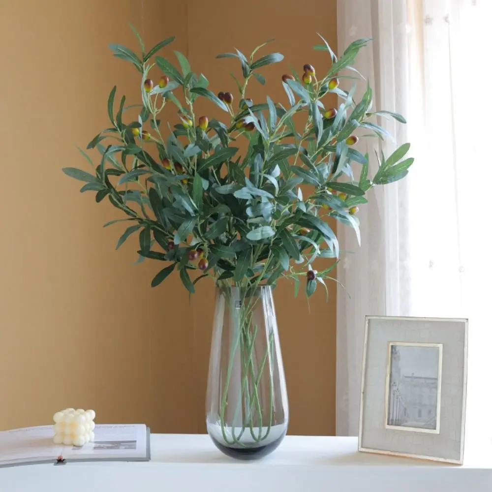 

Creative With Olive Fruit Artificial Olive Branch Handmade Plastic Artificial Olive Leaf Elegant 38cm Fake Plants Living Room
