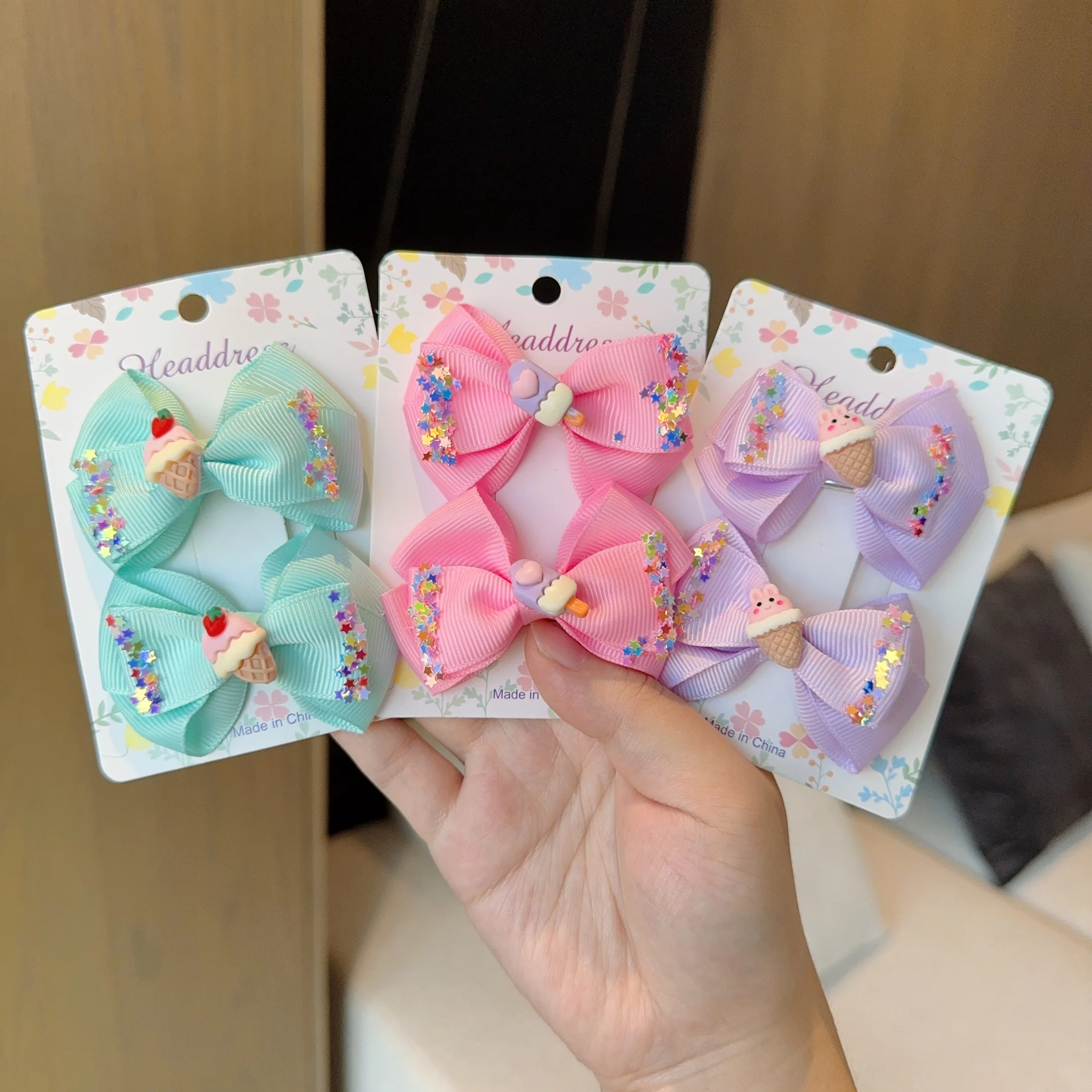 2Pcs New Fashion Solid Hairpins Bows Hair Accessories Hair Clips Girls Sequin Hairpins Children Cute Barrettes Kids Gift