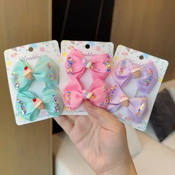 2 uds nueva moda horquillas sólidas lazos accesorios para el cabello pinzas para el cabello niñas horquillas de lentejuelas pasadores lindos regalo para niños