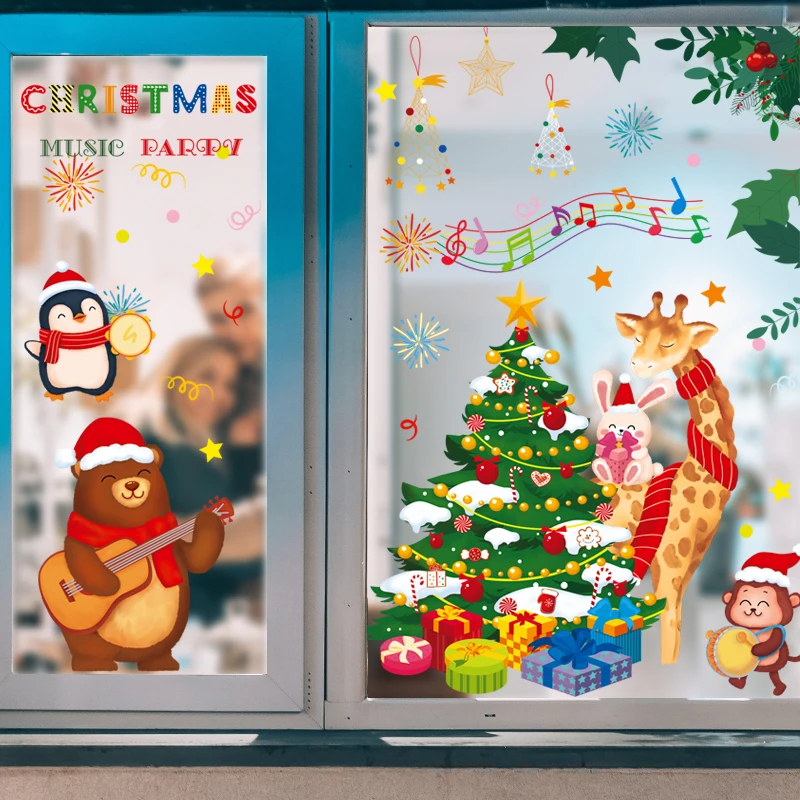 Christmas New Year's Day Wall Stickers Children Gifts Door Window Decoration Festive Shop New Year's Day Window Sticker