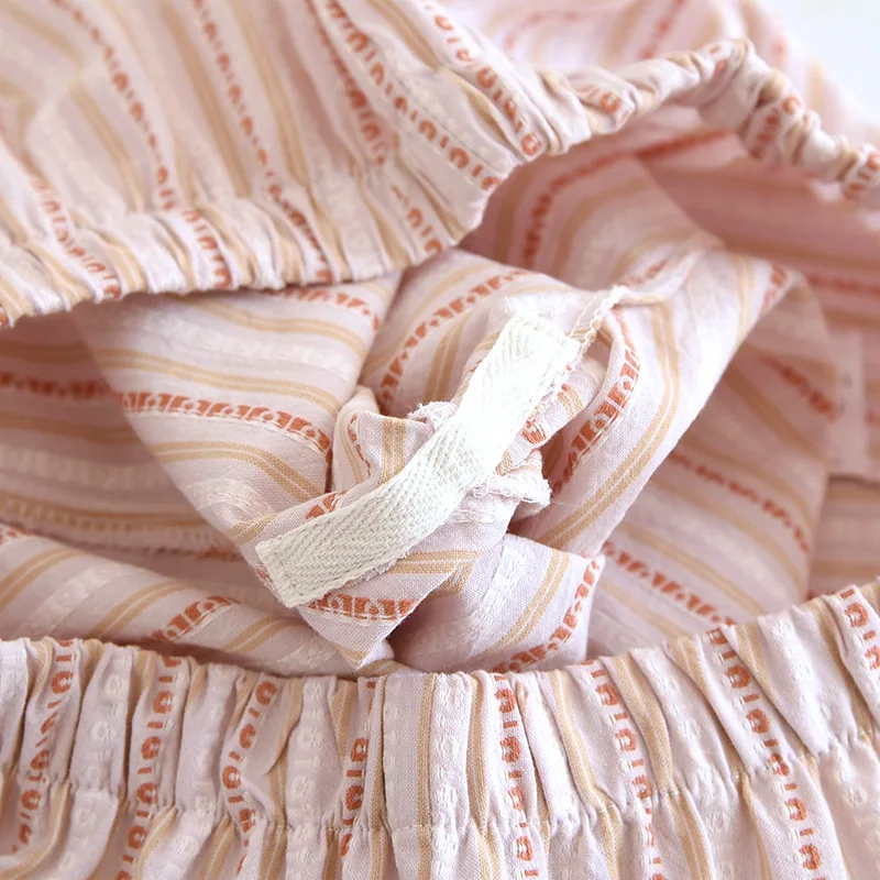 Новинка 2025 года, пижамный комплект для пар, 100% хлопок, полосатая одежда с длинными рукавами, весна-лето, домашняя одежда из двух предметов