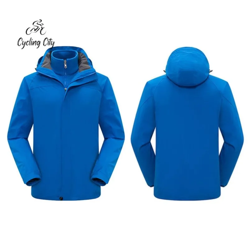 Cycling City Outdoor Two-piece Jacket Winter Fleece Thickened Warm Cycling Jacket Waterproof Windproof Detachable Hooded Jacket