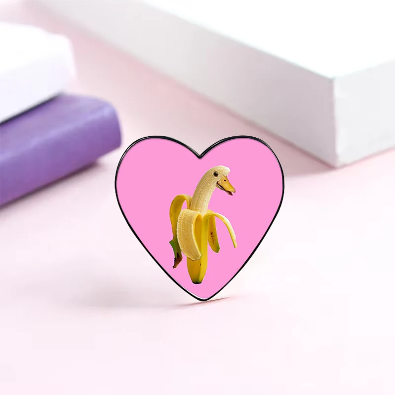 forbidden duck banana pin Funny Brooches Shirt Lapel Cute Badge Cartoon Jewelry Gift for Lover Girl Friends