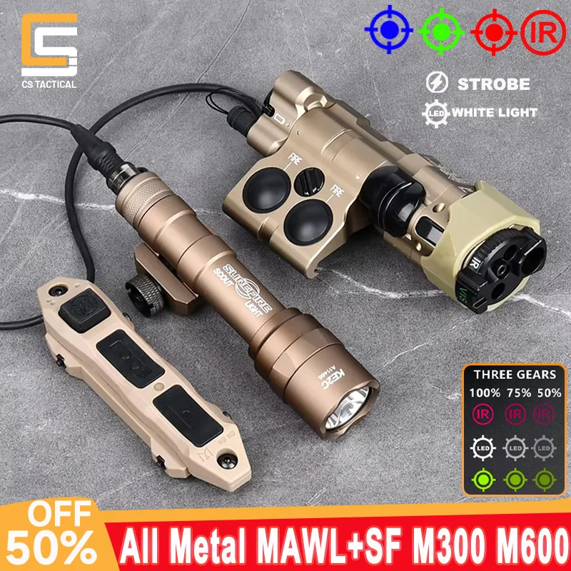 

WADSN Tactical All Metal CNC MAWL C1 Red Dot Green Blue IR Aiming SF M300 M600 AR15 Flashlight Airsoft Weapon Light PEQ15 DBAL