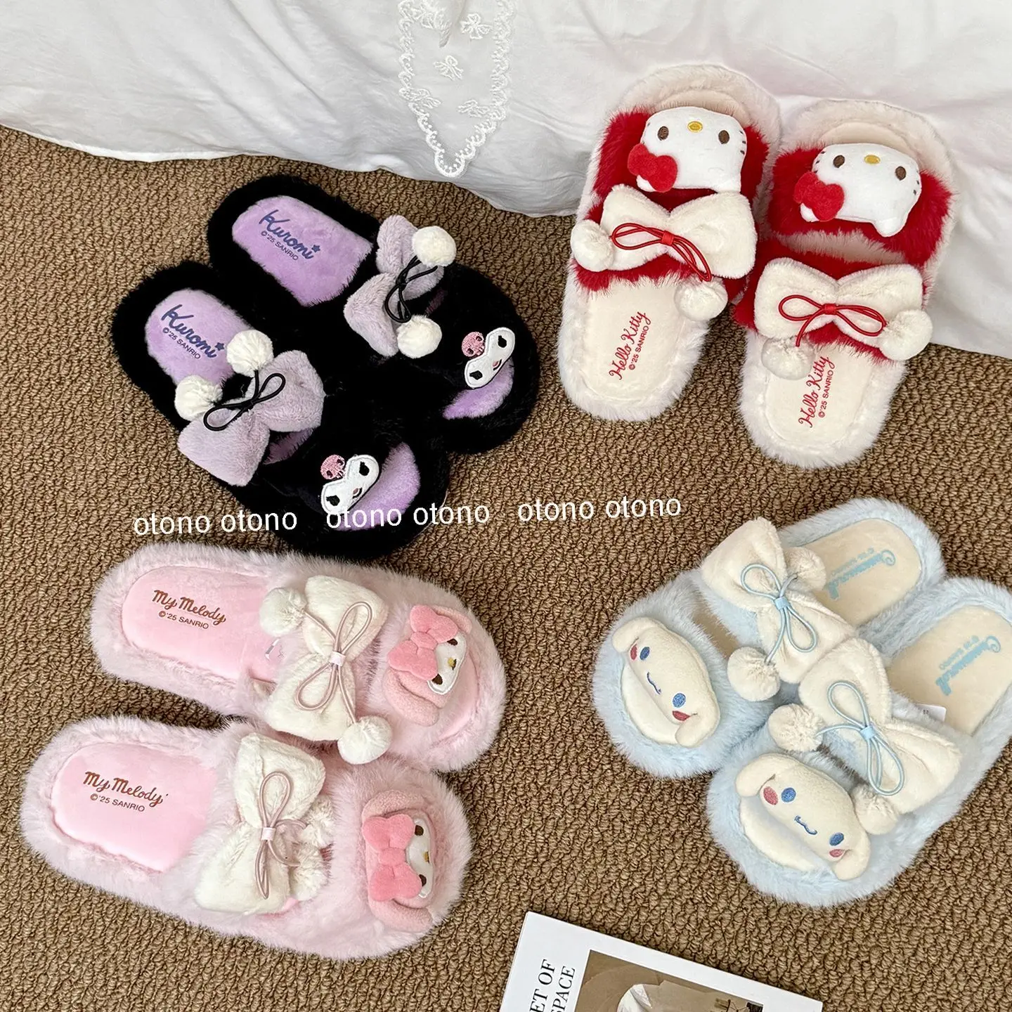 Sanrio Cinnamoroll pure desire style cartoon cute slippers creative Kawaii girls winter warm anti-slip home cotton slippers gift