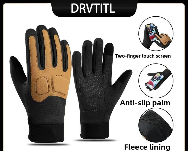 Fleece-Lined Winter Cycling Gloves - Windproof & Waterproof Touchscreen Gloves for Men