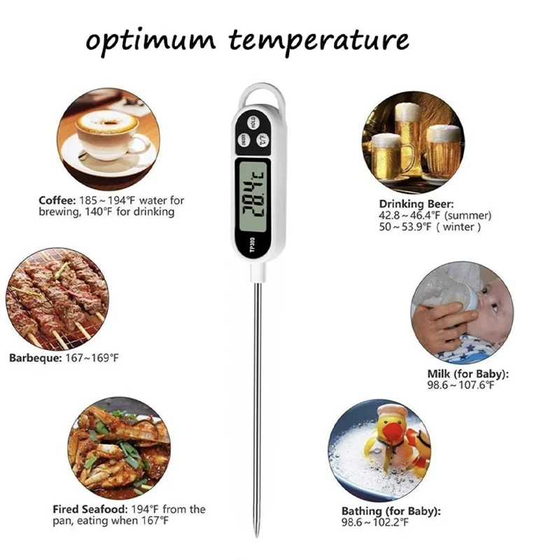 Termometro per alimenti portatile 1 pz TP300 Termometro da cucina digitale per la cottura della carne Sonda per alimenti BBQ Forno elettronico Utensili da cucina