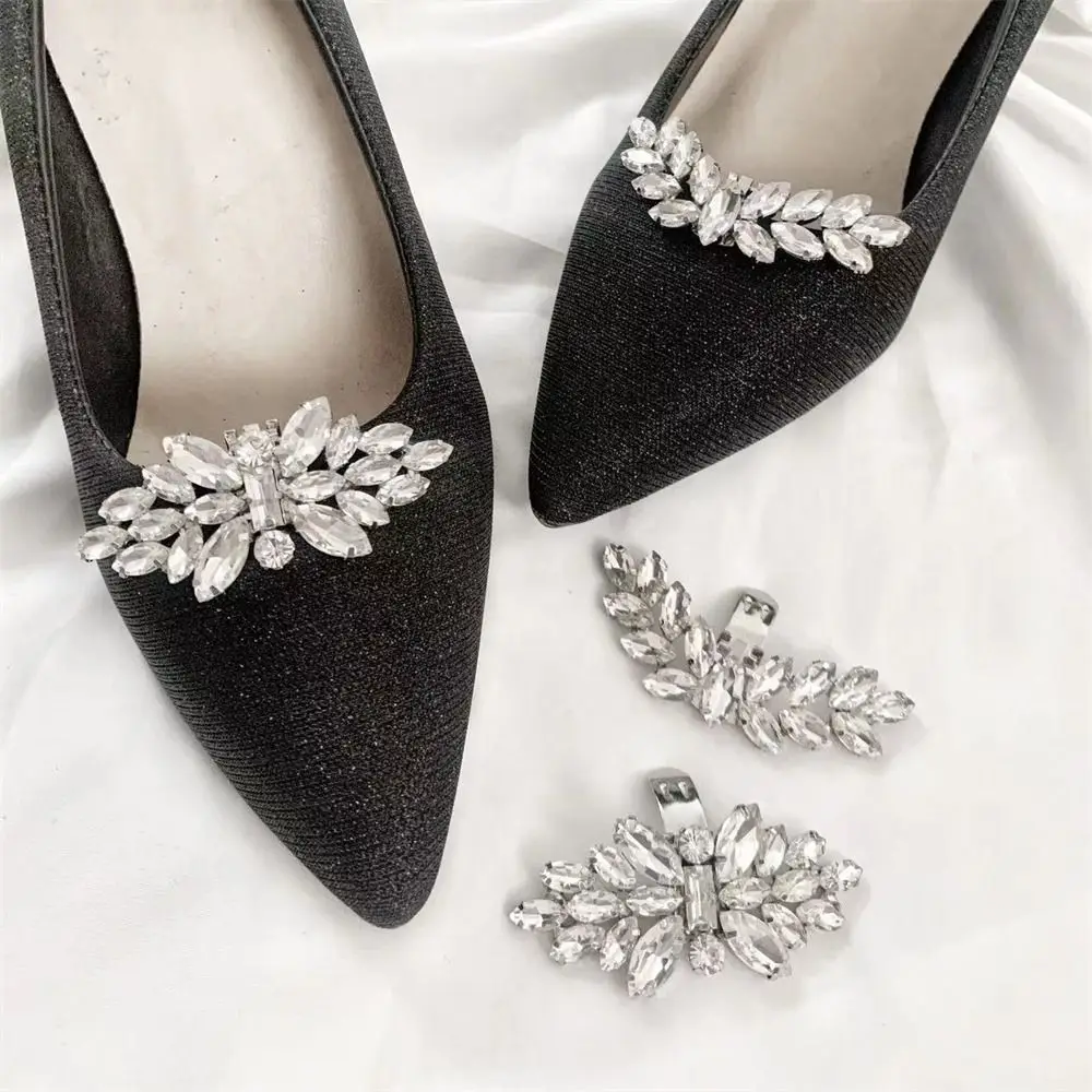 1PC Removable Lady Shoe Clips Wedding Bride Shoes Decoration Women High Heel Charms Jewelry Rhinestones Crystal Shoes Decoration