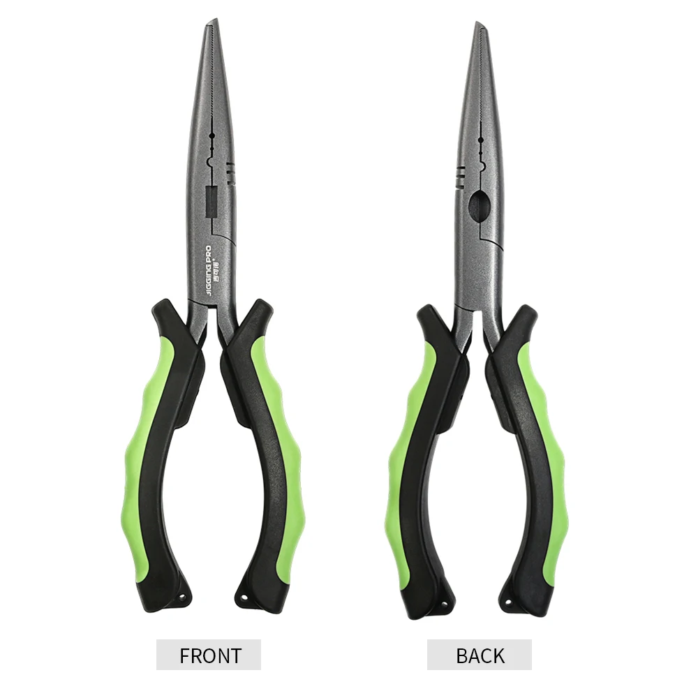 JIGGINGPRO Long Nose Fishing Pliers PTFE Corrosion Resistant Split Ring Opener Line Cutter Ergonomic Grip Saltwater Fishing Tool view 6