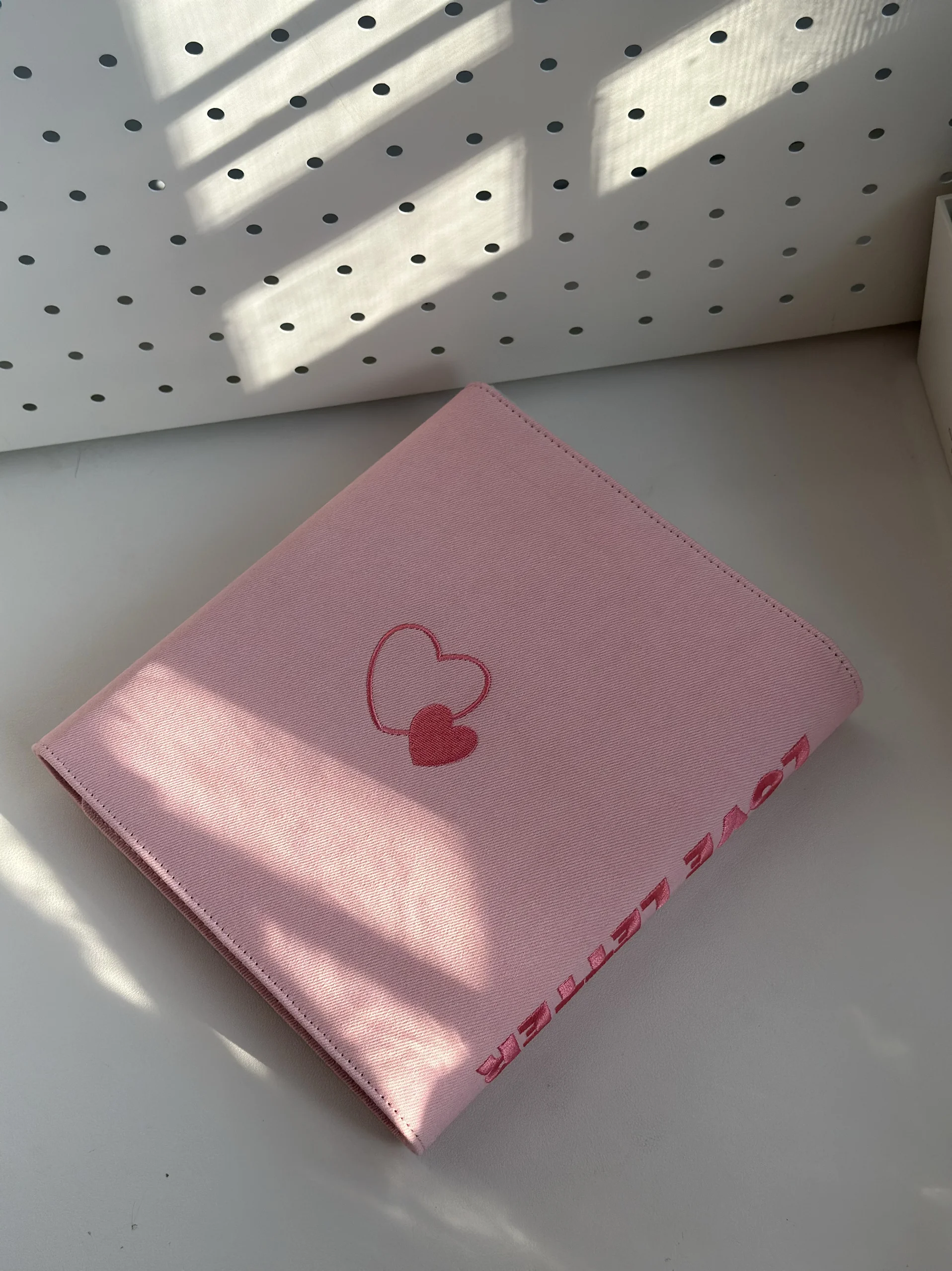 A5 สีชมพู DENIM Binder Love Pocket อัลบั้ม Idol อะนิเมะ 3 นิ้ว Photo Collect Book เกาหลี