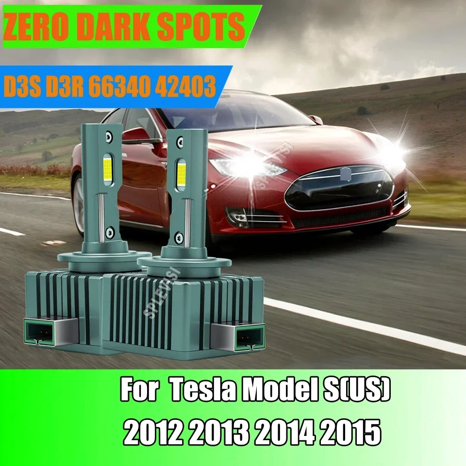 

Xenon White LED Headlight Replace Bulb Aluminum Body 50,000-Hour Lifespan For 12V Car For Tesla Model S(US) 2012 2013 2014 2015