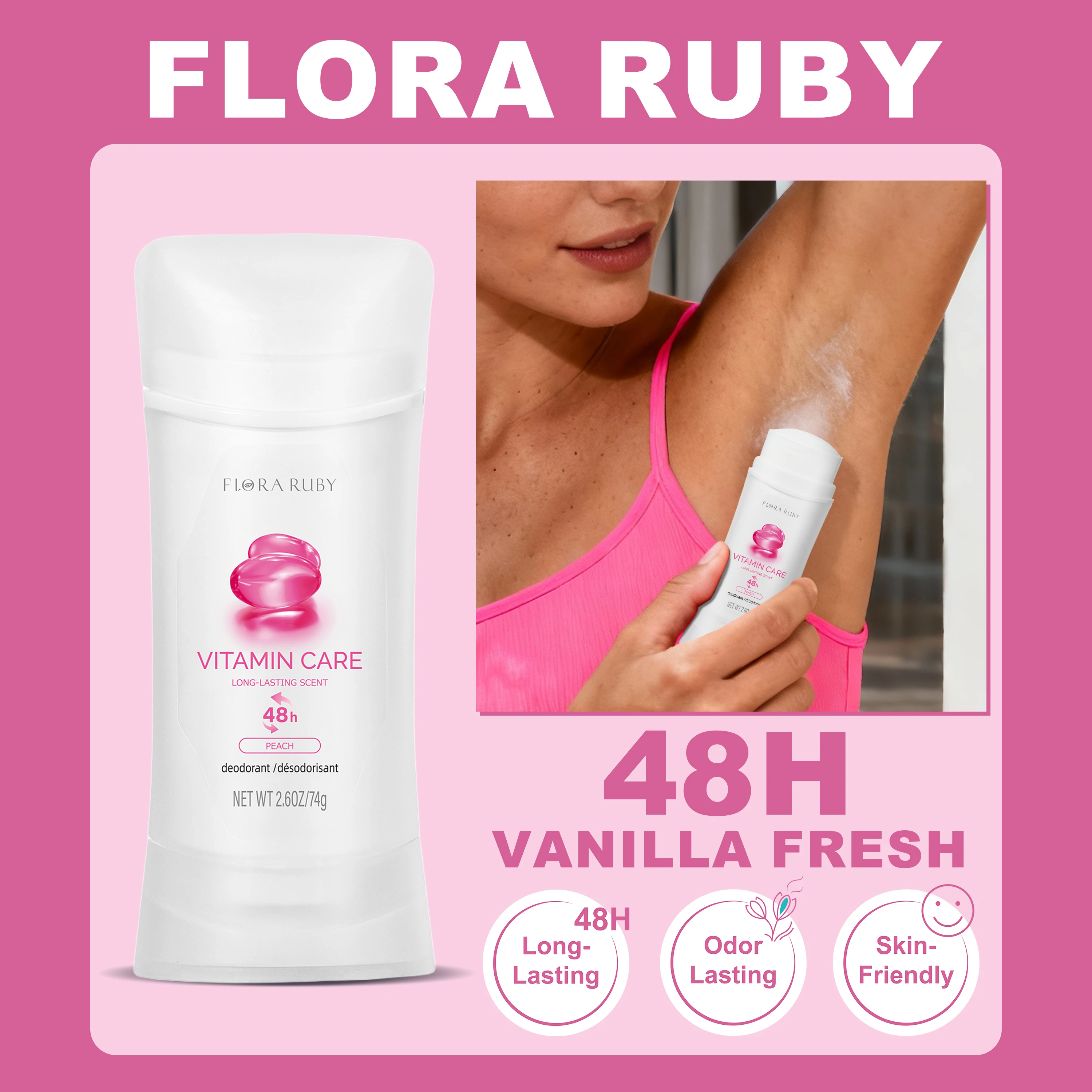 

74g Deodorant Stick super fresh Free of aluminium Provides up to 48 hours of long-lasting freshness, moisturizing effect