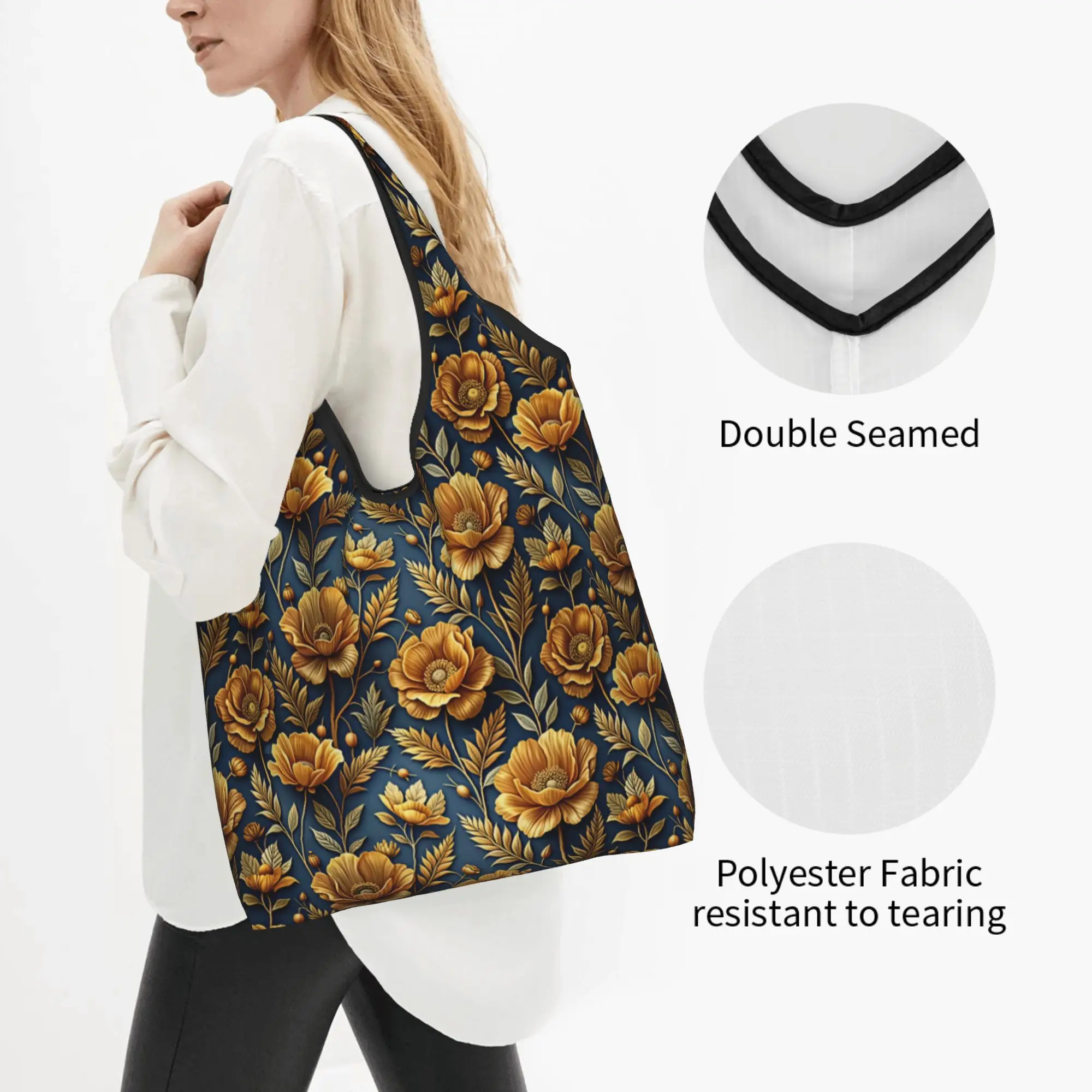 Luxury High 3D Floral Grocery Shopping Bags Cute Shopper Shoulder Tote Bags Large Capacity Fashion Trend 3D Flowers Handbag