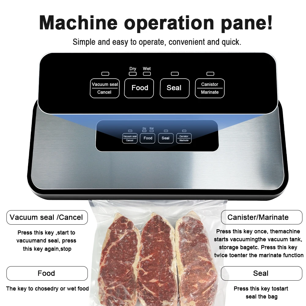 Touch screen automatico di alta qualità Pompa potente Conservatore alimentare elettrico domestico Sigillatore per alimenti sottovuoto