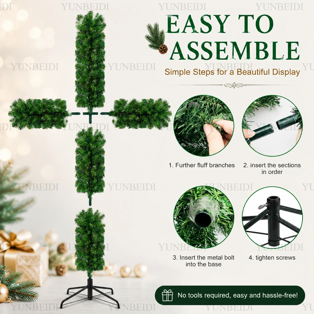 Kreuz-Weihnachtsbaum aus PVC-Material, abnehmbarer künstlicher Weihnachtsbaum, christliche religiöse Familien-Weihnachtsdekoration für Ostern. – Detail 4