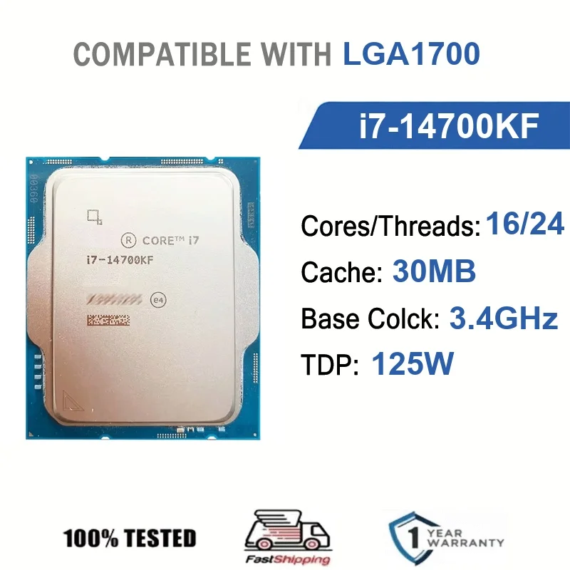 Intel Core i7-14700KF 16 Core 24 Thread 3.4GHz 125W 30MB Cache