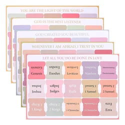 5 Sheets of Bible Study Tabs Decorative Bible Tabs Bible Study Tabs Self-adhesive Bible Tabs Bible Index Tabs for Men Women