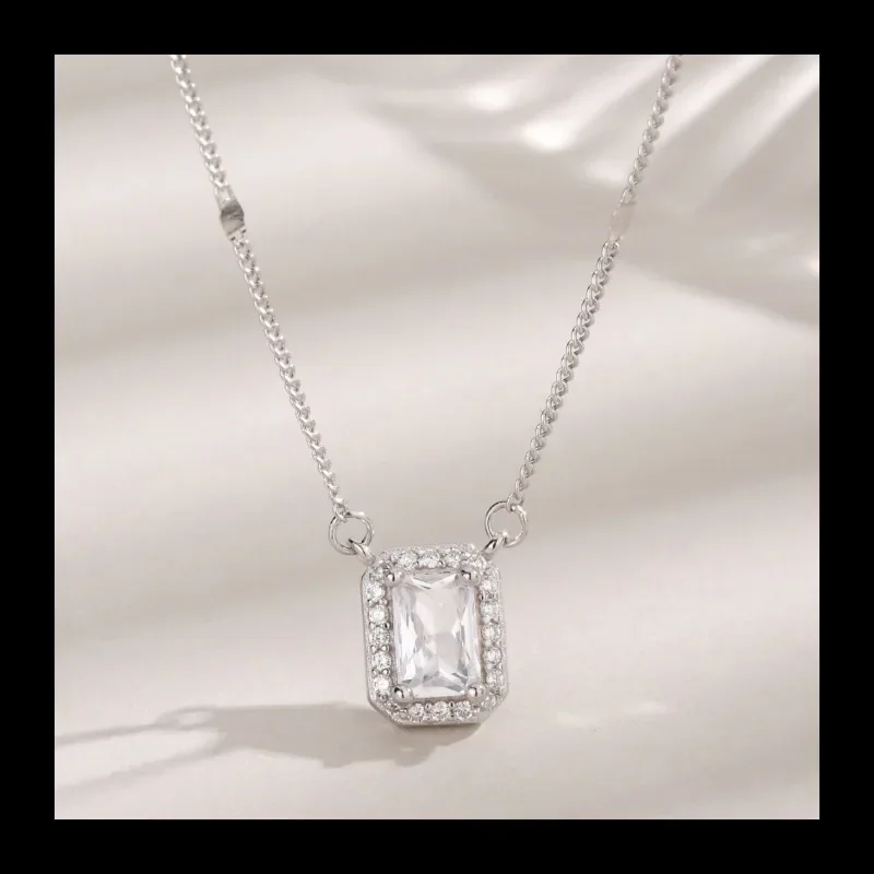 

AliExpress новое персонализированное ожерелье из серебра S925 с квадратным цирконом, простое ожерелье, женское нишевое дизайнерское чувство