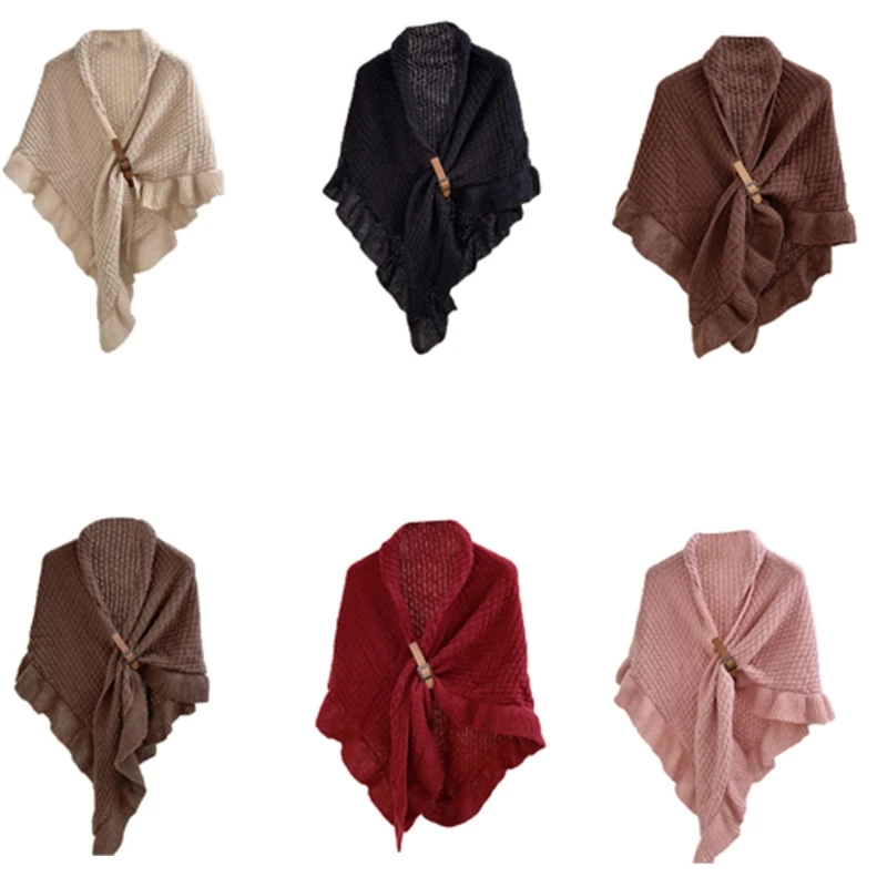 Elegant Open Front Warm Ponchos Shawl Knit Wrap for Women Soft Warm Stylish Oversized Scarf Wrap Knitted Dropshipping