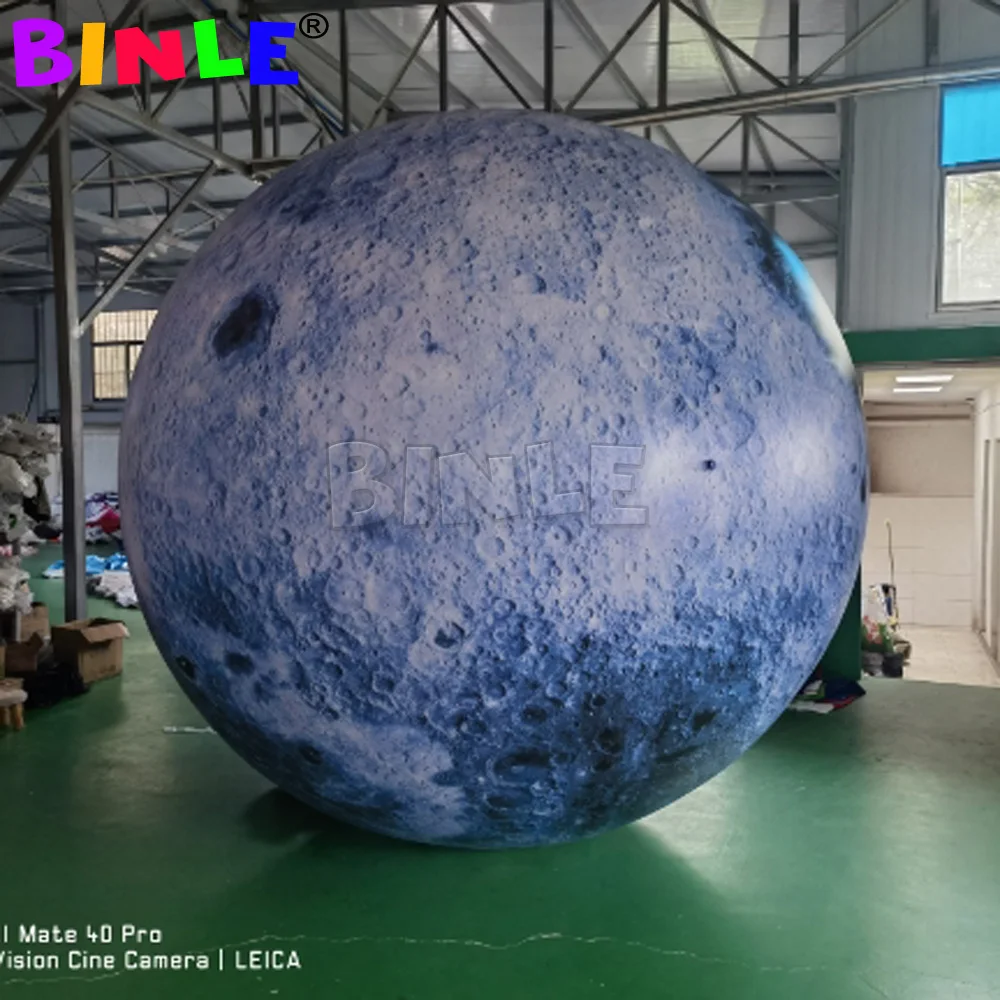 High Definition 3meters Air Blown Giant Inflatable Moon Ball With Led Light Outdoor Decorations Inflatable RGB LED Moon Balloons