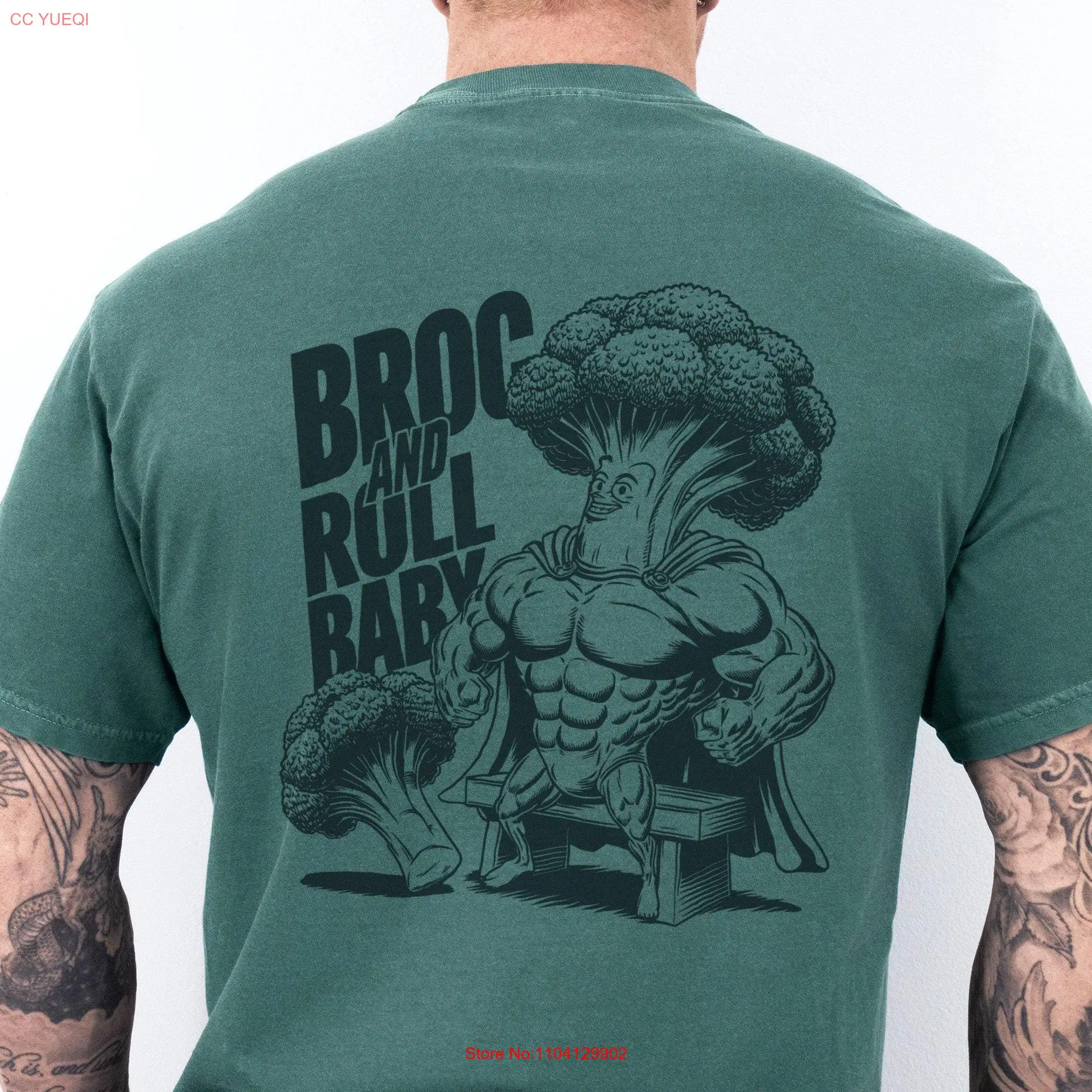 Funny Broccoli Gym Motivation T Shirt Cool Workout Apparel Bodybuilding Humor for Lover Broc and Roll Power Lifting